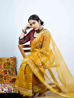 Sundarii - Ehsaan Kota Doria Saree with Unstitched Blouse