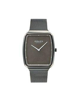 Obaku - Tern Quartz Grey Rectangular Dial Mens Watch - V267GXUUMU