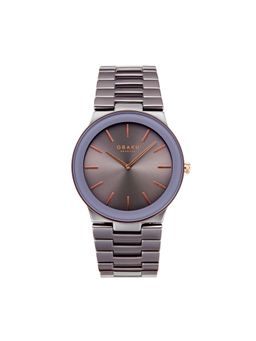 Obaku - Svale Graphite Quartz Grey Round Dial Mens Watch - V281GXJJCJ