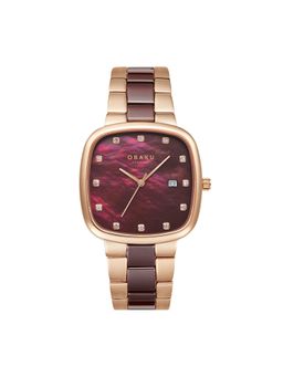 Obaku - Timian Lille Nut Quartz Brown Square Crystal Dial Womens Watch - V282LDVNCN