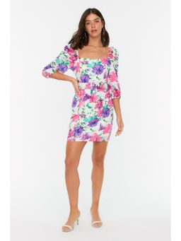 Trendyol - Womens Skinny White Mini Dresses With Belt