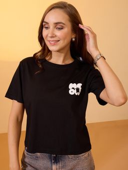 Globus - Women Black Round Neck T-shirt