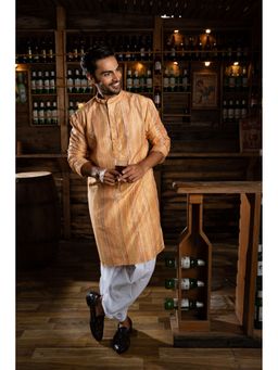 SHASAK - Men Multi-Color Cotton Zari Regular Fit Kurta