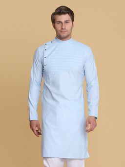 TAHVO - Men Blue Cotton Regular Fit Kurta