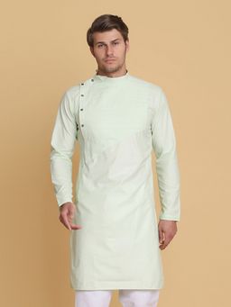 TAHVO - Men Green Cotton Regular Fit Kurta