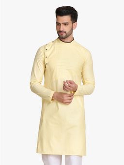TAHVO - Men Yellow Cotton Regular Fit Kurta