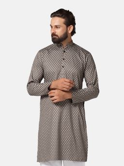TAHVO - Men Brown Cotton Printed Regular Fit Kurta