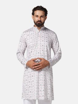 TAHVO - Men Pink Cotton Printed Regular Fit Kurta