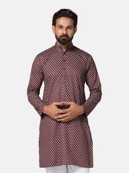 TAHVO - Men Maroon Cotton Printed Regular Fit Kurta