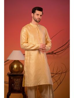 Rangkathaa - Men Gold Cotton Zari Regular Fit Kurta