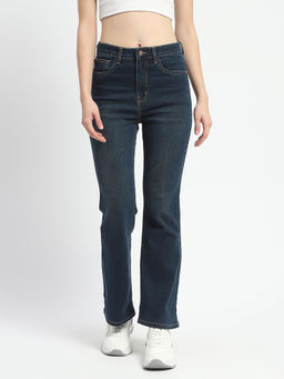 Madame - Stone Wash Straight Blue Cotton Denim Jeans