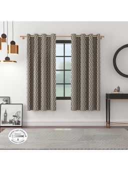 HomeTown - Amour Jacquard Dim Out Window Curtains 5 feet in Charcoal Colour (Set of 2)