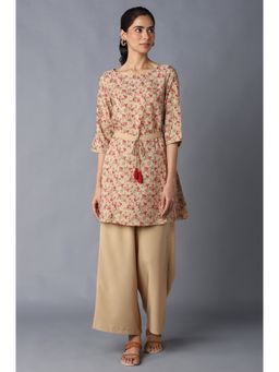 Aurelia - Brown Floral Print Kurta and Palazzo (Set of 2)