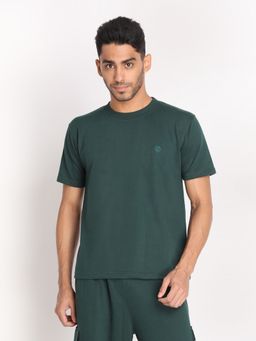 CHKOKKO - Mens Cotton Half Sleeves Green T-shirt