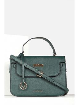 Allen Solly - Women Casual Textured Green Handbag with Detachable Strap