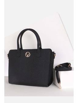 Allen Solly - Women Casual Textured Black Handbag with Detachable Strap