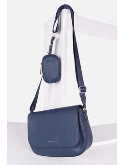 Allen Solly - Women Casual Textured Navy Blue Sling Bag with Pouch