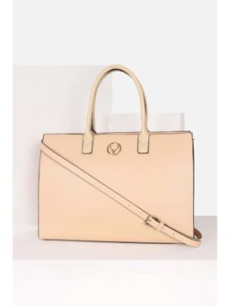 Allen Solly - Women Casual Solid Beige Handbag with Detachable Strap