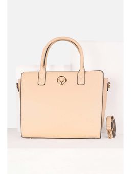 Allen Solly - Women Formal Solid Beige Handbag with Detachable Strap