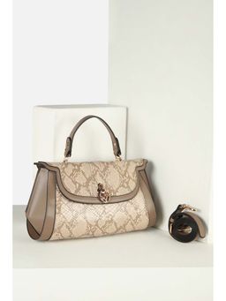 Allen Solly - Women Casual Printed Beige Handbag with Detachable Strap