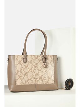 Allen Solly - Women Casual Printed Beige Handbag with Detachable Strap