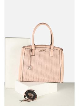 Allen Solly - Women Formal Textured Peach Handbag with Detachable Strap