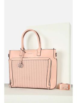 Allen Solly - Women Formal Textured Peach Handbag with Detachable Strap