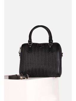 Allen Solly - Women Casual Textured Black Handbag with Detachable Strap