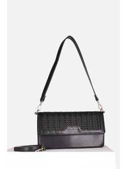 Allen Solly - Women Casual Textured Black Handbag with Detachable Strap