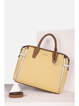 Allen Solly - Women Formal Printed Yellow Laptop Bag with Detachable Strap