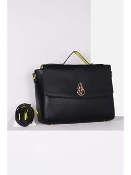 Allen Solly - Women Casual Solid Black Handbag with Detachable Strap