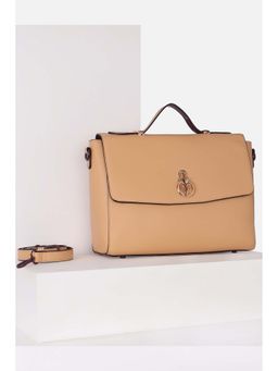 Allen Solly - Women Casual Solid Beige Handbag with Detachable Strap