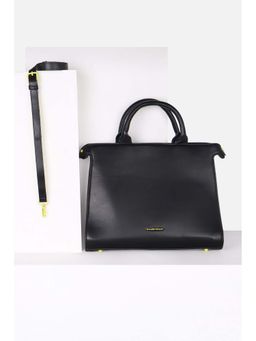 Allen Solly - Women Casual Solid Black Handbag with Detachable Strap