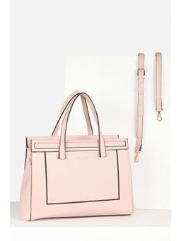 Allen Solly - Women Casual Textured Pink Handbag with Detachable Strap