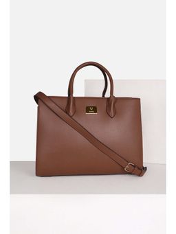 Allen Solly - Women Formal Solid Brown Handbag with Detachable Strap
