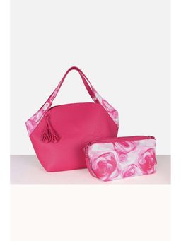 Allen Solly - Women Casual Textured Pink Handbag with Pouch