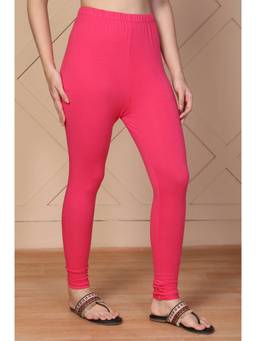 Elleven - Women's Pink Embroidered Cotton Blend Leggings