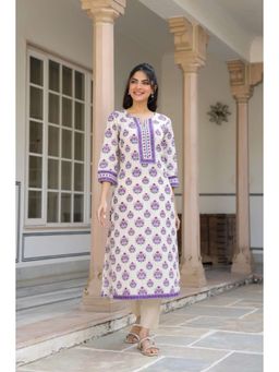 Rain & Rainbow - Women Purple Ethnic Motifs Floral Printed Kurta