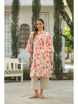 Rain & Rainbow - Women Cream Floral Printed Kurta