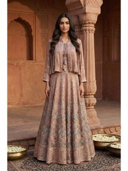 Aurelia - Women's Embroidered Zari Tissue Blouse with Lehenga and Jacket