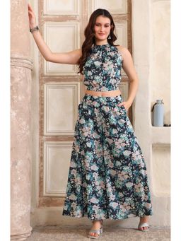 Aurelia - Women's Navy Blue Floral Printed Co-Ord Set