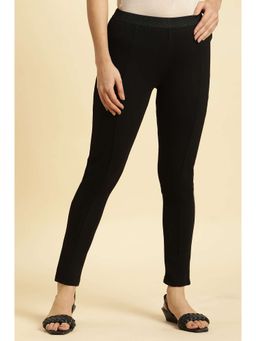 W - Black Solid Skinny Rayon Leggings