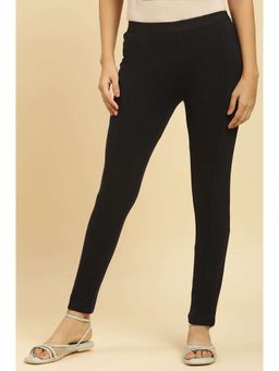 W - Black Solid Skinny Rayon Leggings