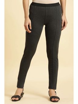 W - Grey Solid Skinny Rayon Leggings