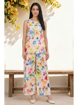 W - Multicolour Floral Printed Cotton Blend Straight Co-Ord Set