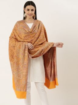 Pashmoda - Women Yellow Woven Design Jamawar Shawl