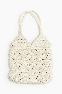 H&M - Women White Makram Tote Bag