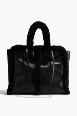 H&M - Women Black Fluffy-Trim Shopper Bag