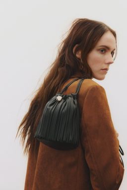 H&M - Women Black Pleated Phone Bag