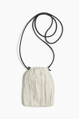 H&M - Women White Linen-Blend Drawstring Phone Bag